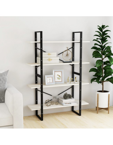 Libreria a 4 Ripiani Bianca 100x30x140 cm in Massello di Pino