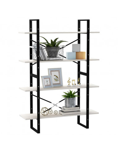 Libreria a 4 Ripiani Bianca 100x30x140 cm in Massello di Pino