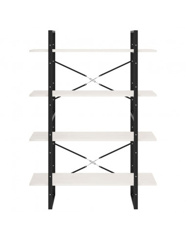 Libreria a 4 Ripiani Bianca 100x30x140 cm in Massello di Pino