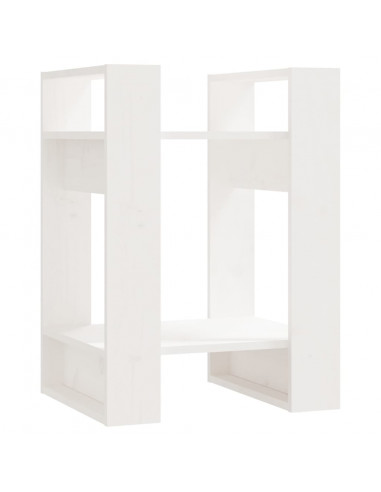 Libreria/Divisorio Bianco 41x35x57 cm in Legno Massello di Pino