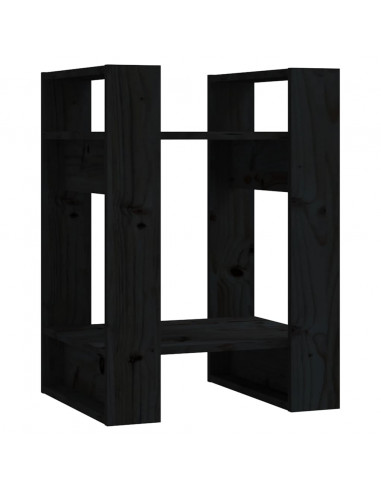 Libreria/Divisorio Nero 41x35x57 cm in Legno Massello di Pino