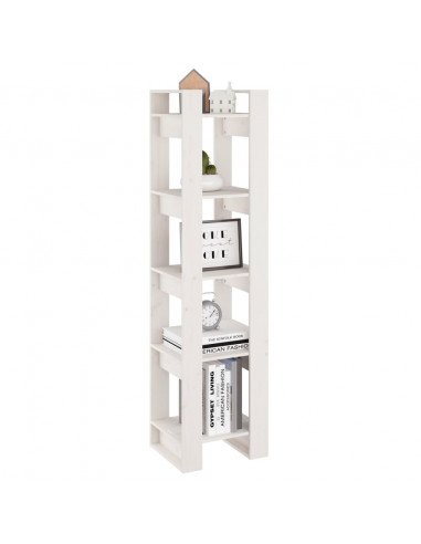 Libreria/Divisorio Bianco 41x35x160cm in Legno Massello di Pino