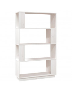 Libreria/Divisorio Bianco 80x25x132 cm Legno Massello di Pino 2