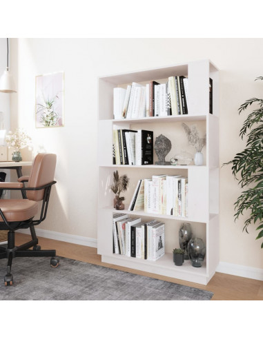 Libreria/Divisorio Bianco 80x25x132 cm Legno Massello di Pino