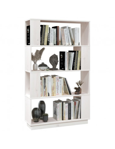 Libreria/Divisorio Bianco 80x25x132 cm Legno Massello di Pino