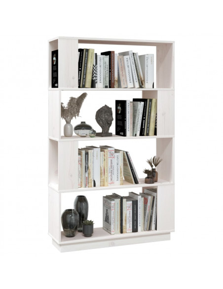 Libreria/Divisorio Bianco 80x25x132 cm Legno Massello di Pino