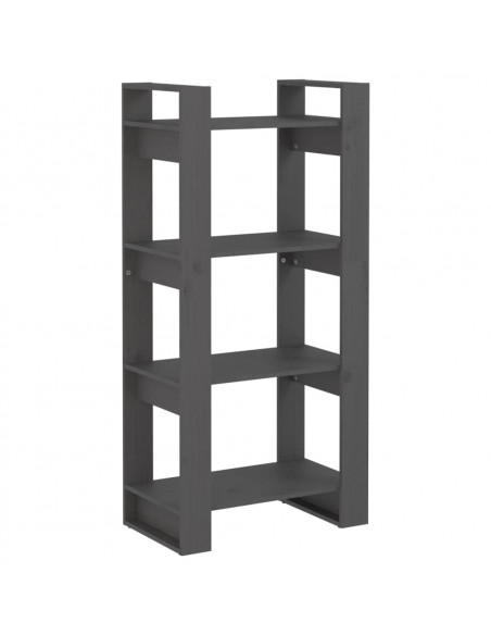 Libreria/Divisorio Grigio 60x35x125 cm Legno Massello
