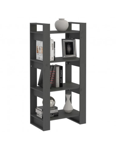 Libreria/Divisorio Grigio 60x35x125 cm Legno Massello