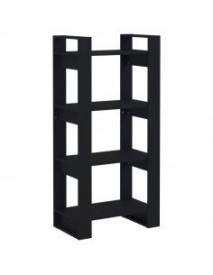 Libreria/Divisorio Nero 80x35x125 cm Legno Massello 2