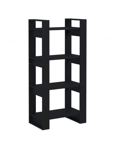 Libreria/Divisorio Nero 80x35x125 cm Legno Massello