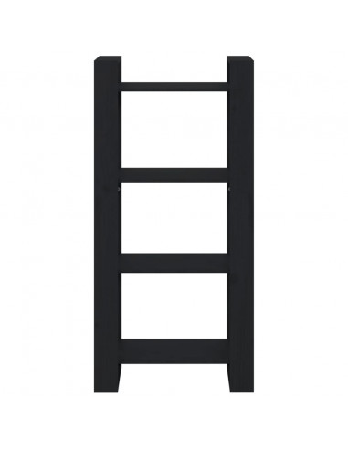 Libreria/Divisorio Nero 80x35x125 cm Legno Massello