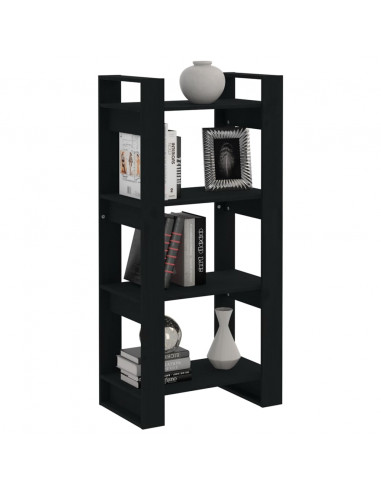 Libreria/Divisorio Nero 80x35x125 cm Legno Massello