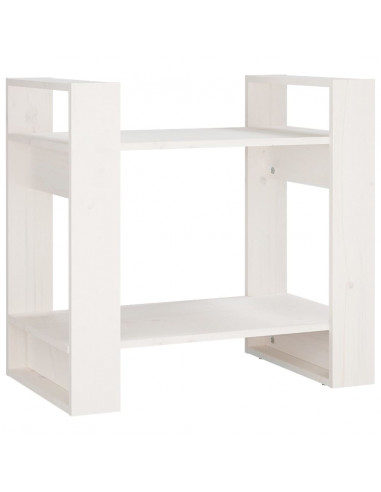 Libreria/Divisorio Bianco 60x35x57 cm in Legno Massello di Pino