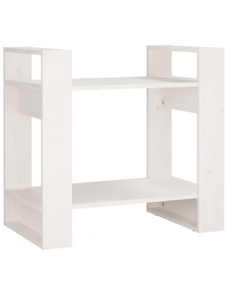 Libreria/Divisorio Bianco 60x35x57 cm in Legno Massello di Pino