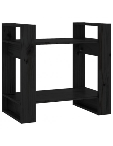 Libreria/Divisorio Nero 60x35x57 cm in Legno Massello di Pino