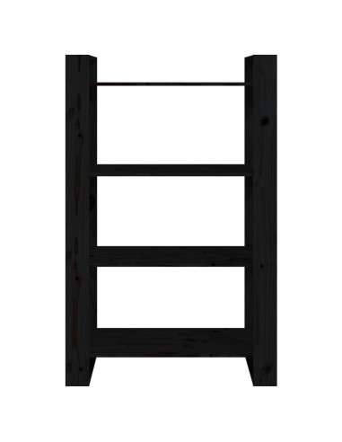 Libreria/Divisorio Nero 80x35x125 cm in Legno Massello di Pino