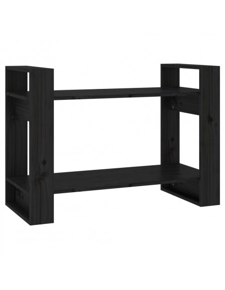 Libreria/Divisorio Nero 80x35x56,5 cm in Legno Massello di Pino