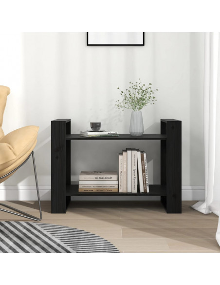 Libreria/Divisorio Nero 80x35x56,5 cm in Legno Massello di Pino