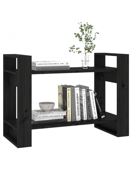 Libreria/Divisorio Nero 80x35x56,5 cm in Legno Massello di Pino