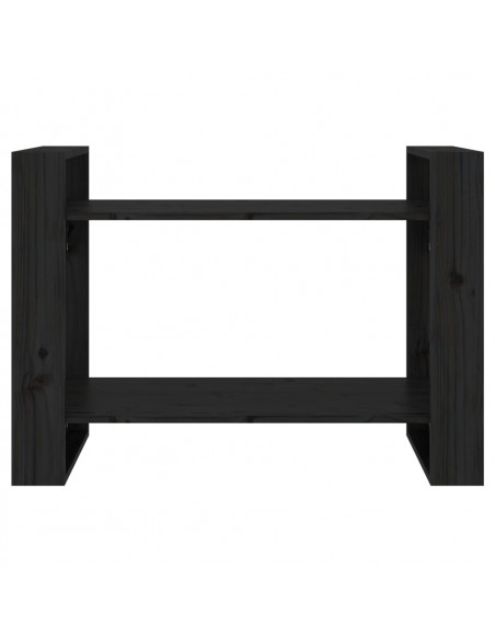 Libreria/Divisorio Nero 80x35x56,5 cm in Legno Massello di Pino
