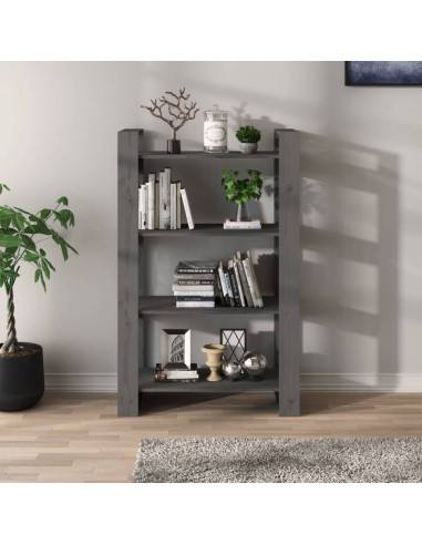 Libreria/Divisorio Grigio 80x35x125 cm Legno Massello di Pino