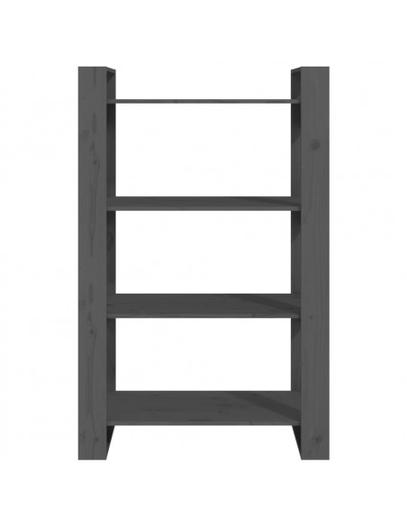 Libreria/Divisorio Grigio 80x35x125 cm Legno Massello di Pino