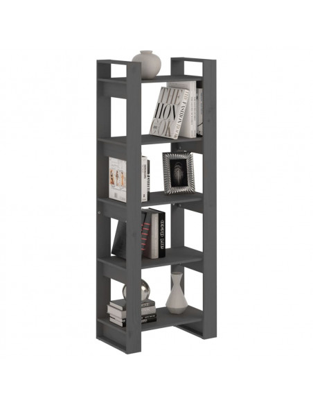 Libreria/Divisorio Grigio 60x35x160 cm Legno Massello