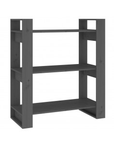 Libreria/Divisorio Grigio 80x35x91 cm in Legno Massello di Pino 2