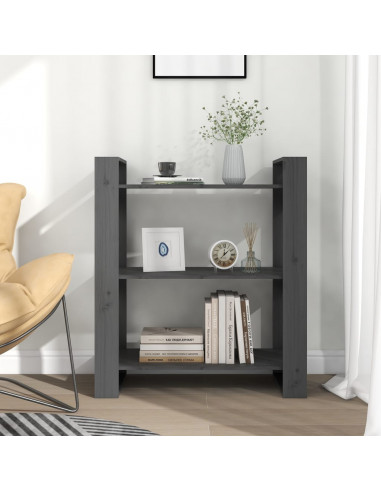 Libreria/Divisorio Grigio 80x35x91 cm in Legno Massello di Pino