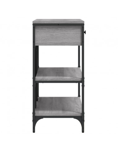 Tavolino Consolle Cassetti e Ripiani Grigio Sonoma Multistrato