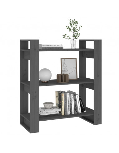 Libreria/Divisorio Grigio 80x35x91 cm in Legno Massello di Pino