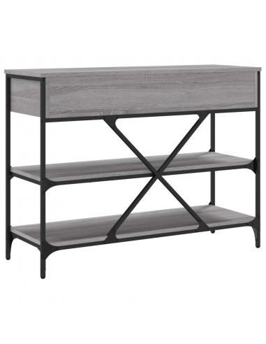 Tavolino Consolle Cassetti e Ripiani Grigio Sonoma Multistrato