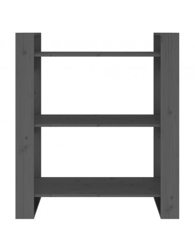 Libreria/Divisorio Grigio 80x35x91 cm in Legno Massello di Pino