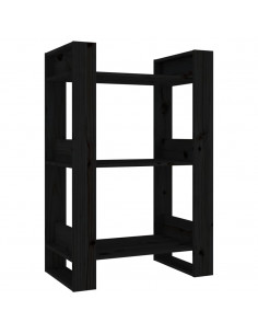 Libreria/Divisorio Nero 60x35x91 cm in Legno Massello di Pino 2