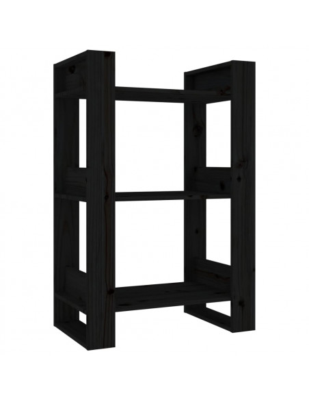 Libreria/Divisorio Nero 60x35x91 cm in Legno Massello di Pino