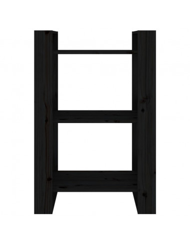 Libreria/Divisorio Nero 60x35x91 cm in Legno Massello di Pino
