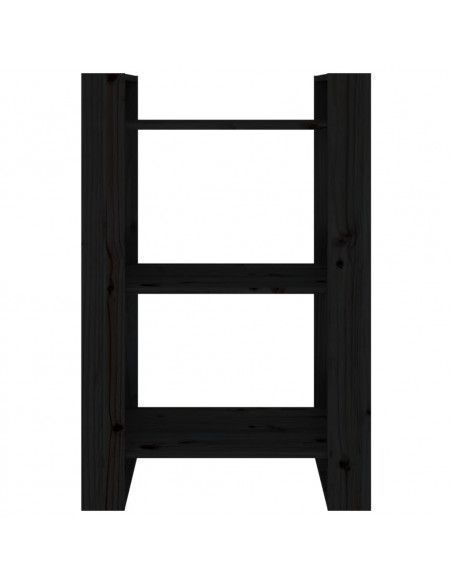 Libreria/Divisorio Nero 60x35x91 cm in Legno Massello di Pino