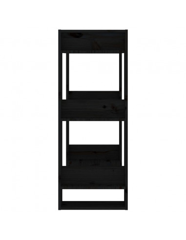 Libreria/Divisorio Nero 60x35x91 cm in Legno Massello di Pino