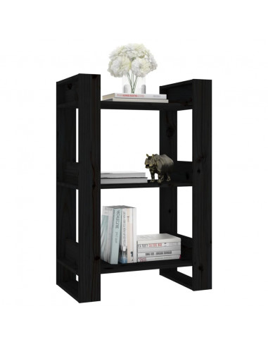 Libreria/Divisorio Nero 60x35x91 cm in Legno Massello di Pino