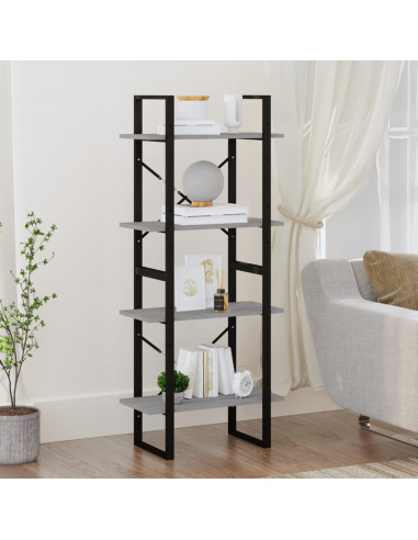 Libreria 4 Ripiani Grigio Sonoma 60x30x140 cm Legno Multistrato
