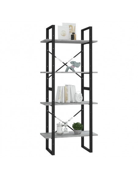 Libreria 4 Ripiani Grigio Sonoma 60x30x140 cm Legno Multistrato