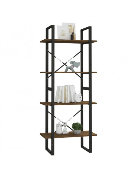 Libreria 4 ripiani Rovere Marrone 60x30x140cm Legno Multistrato