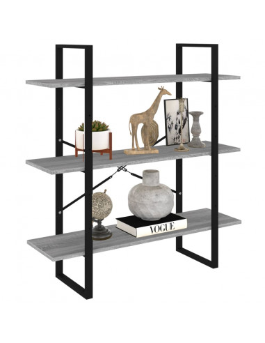 Libreria Grigio Sonoma 100x30x105 cm in Legno Multistrato