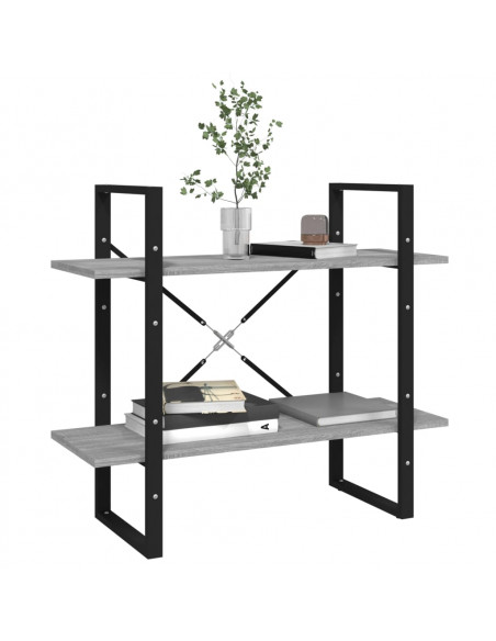 Libreria a 2 Ripiani Grigio Sonoma 80x30x70cm Legno Multistrato