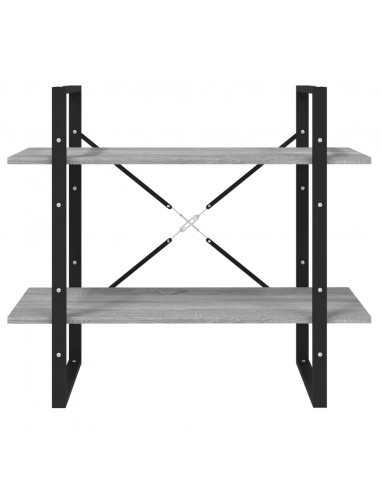 Libreria a 2 Ripiani Grigio Sonoma 80x30x70cm Legno Multistrato