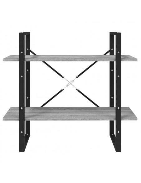 Libreria a 2 Ripiani Grigio Sonoma 80x30x70cm Legno Multistrato