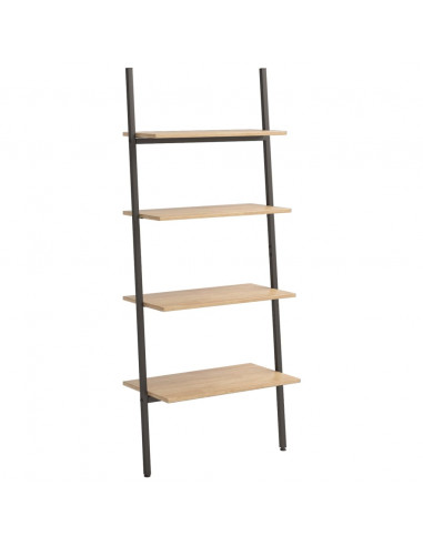 Scaffale Pendente 4 Livelli Marrone Chiaro e Nero 64x34x150,5cm