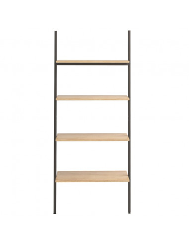 Scaffale Pendente 4 Livelli Marrone Chiaro e Nero 64x34x150,5cm