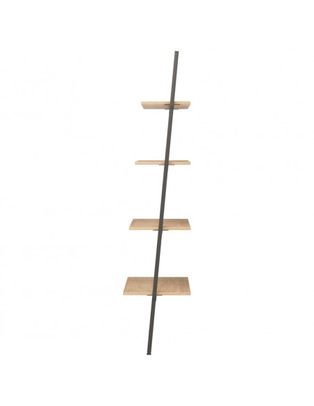 Scaffale Pendente 4 Livelli Marrone Chiaro e Nero 64x34x150,5cm