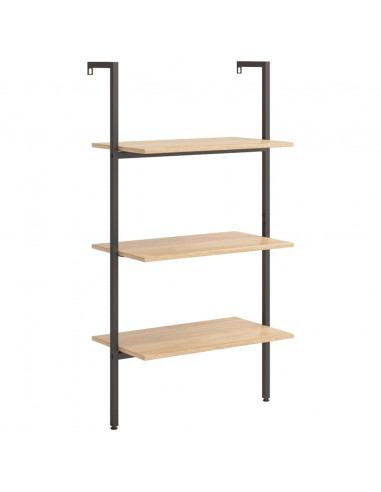 Scaffale Pendente 3 Livelli Marrone Chiaro e Nero 64x35x120,5cm